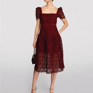 Self portrait midi burgundy dress